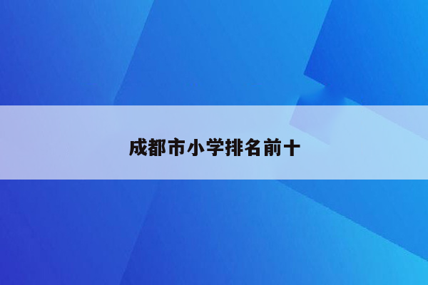 成都市小学排名前十