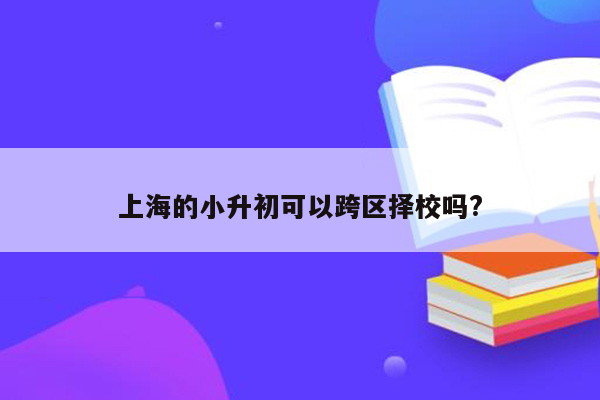 上海的小升初可以跨区择校吗?