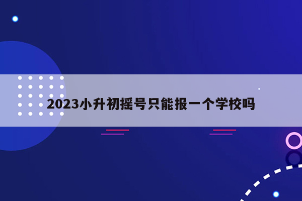 2023小升初摇号只能报一个学校吗