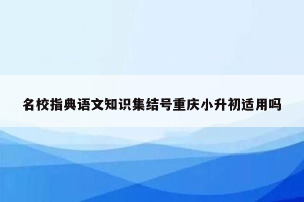 名校指典语文知识集结号重庆小升初适用吗