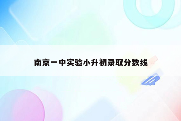 南京一中实验小升初录取分数线