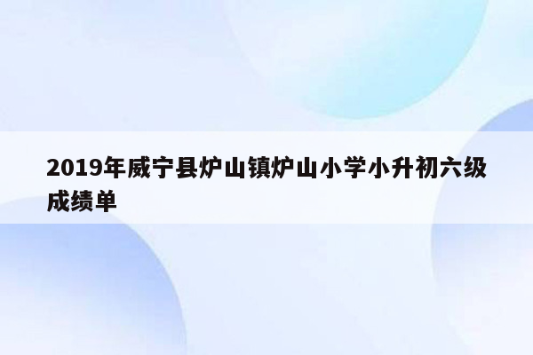 2019年威宁县炉山镇炉山小学小升初六级成绩单