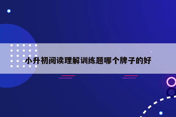 小升初阅读理解训练题哪个牌子的好