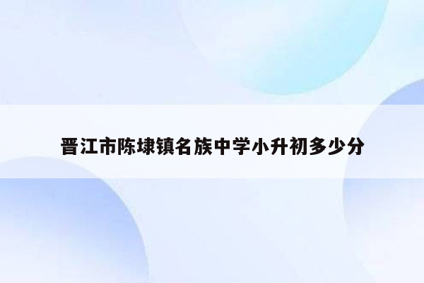 晋江市陈埭镇名族中学小升初多少分