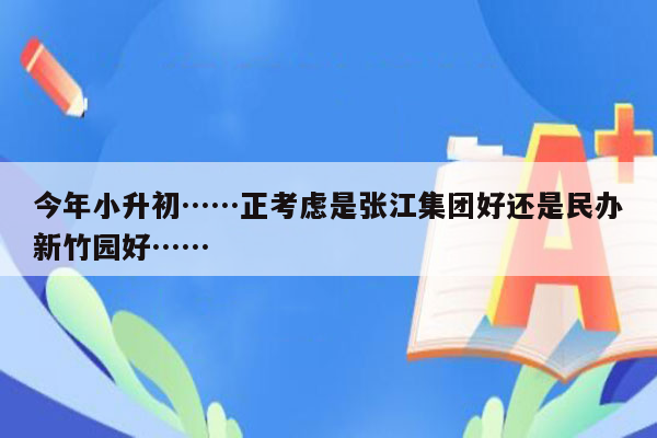 今年小升初……正考虑是张江集团好还是民办新竹园好……