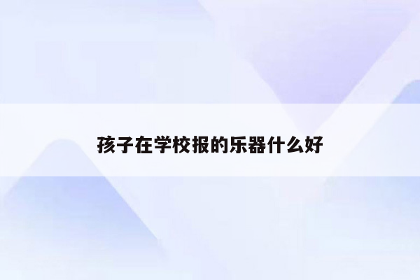 孩子在学校报的乐器什么好