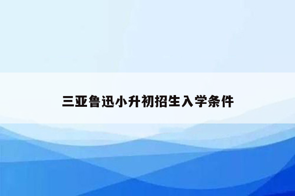 三亚鲁迅小升初招生入学条件