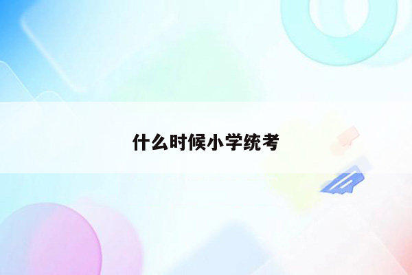 什么时候小学统考