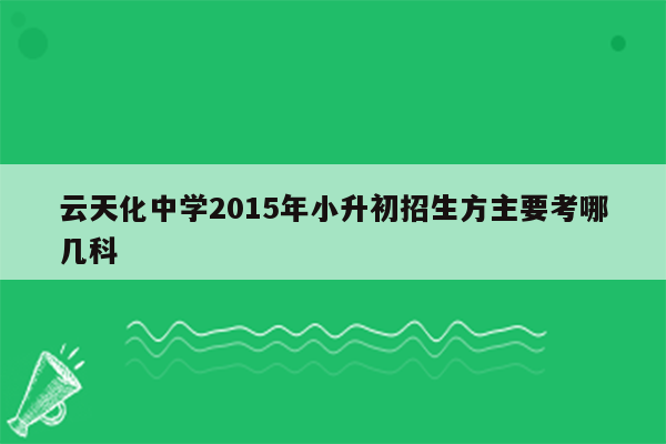 云天化中学2015年小升初招生方主要考哪几科