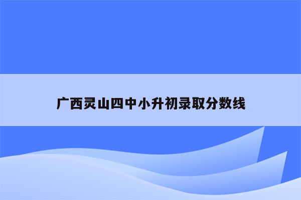 广西灵山四中小升初录取分数线