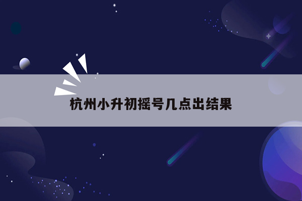 杭州小升初摇号几点出结果