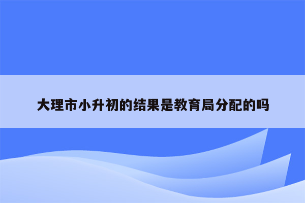 大理市小升初的结果是教育局分配的吗