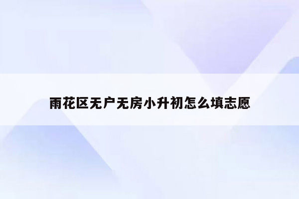 雨花区无户无房小升初怎么填志愿