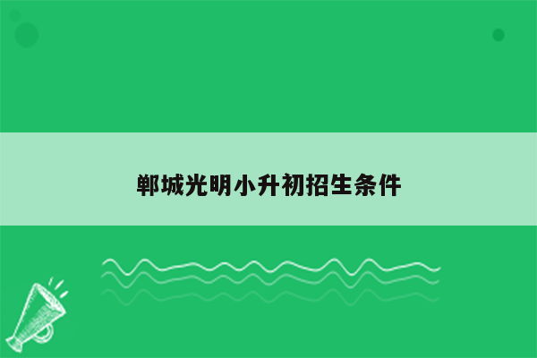 郸城光明小升初招生条件