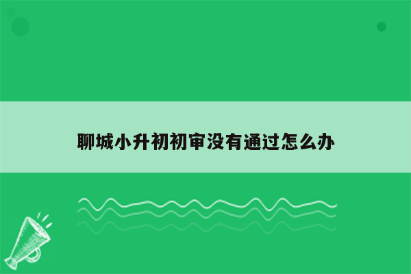 聊城小升初初审没有通过怎么办