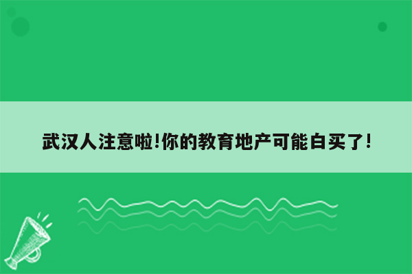 武汉人注意啦!你的教育地产可能白买了!