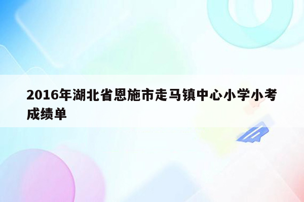 2016年湖北省恩施市走马镇中心小学小考成绩单