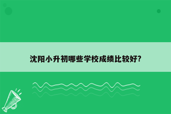 沈阳小升初哪些学校成绩比较好?