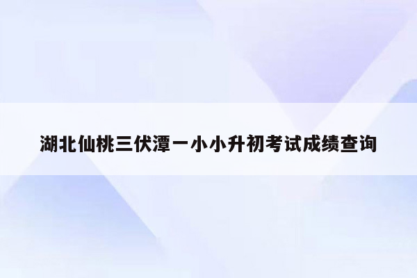 湖北仙桃三伏潭一小小升初考试成绩查询