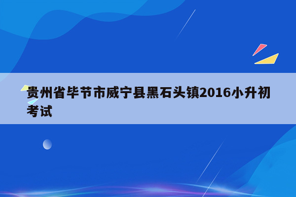 贵州省毕节市威宁县黑石头镇2016小升初考试