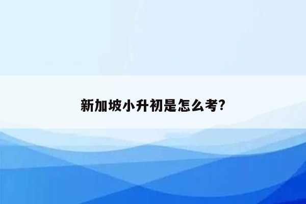 新加坡小升初是怎么考?