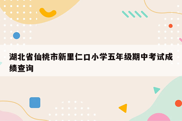 湖北省仙桃市新里仁口小学五年级期中考试成绩查询