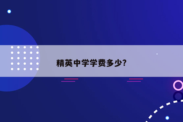 精英中学学费多少?