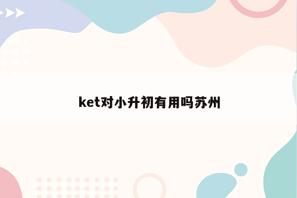 ket对小升初有用吗苏州