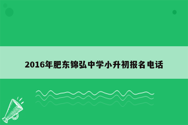 2016年肥东锦弘中学小升初报名电话