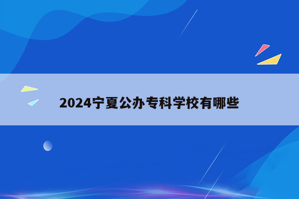 2024宁夏公办专科学校有哪些