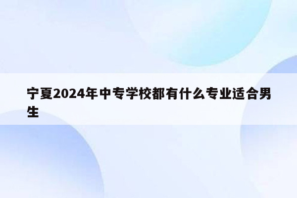 宁夏2024年中专学校都有什么专业适合男生