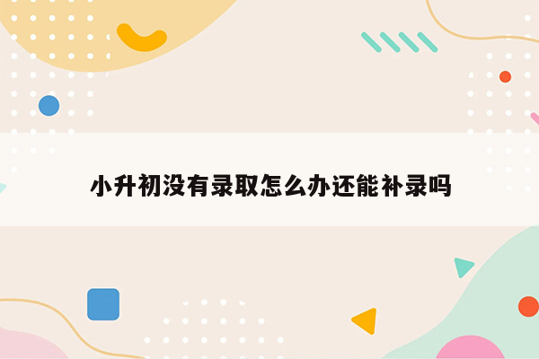 小升初没有录取怎么办还能补录吗