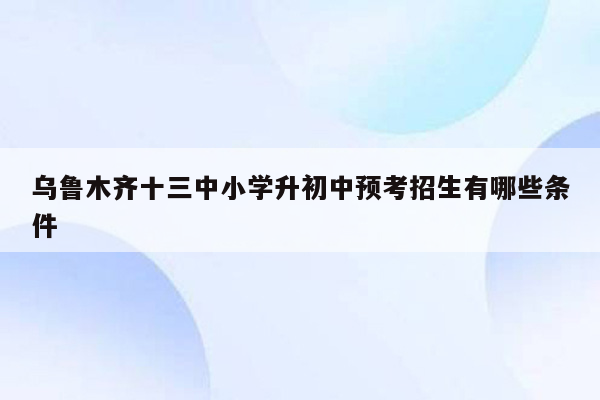 乌鲁木齐十三中小学升初中预考招生有哪些条件