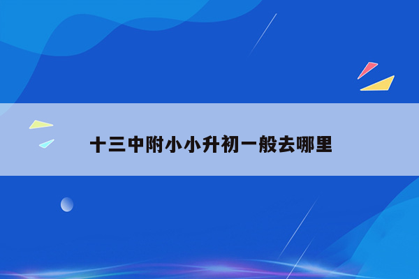 十三中附小小升初一般去哪里