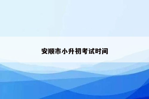 安顺市小升初考试时间