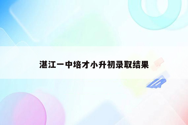 湛江一中培才小升初录取结果