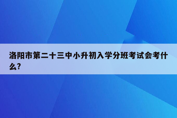 洛阳市第二十三中小升初入学分班考试会考什么?