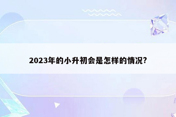 2023年的小升初会是怎样的情况?