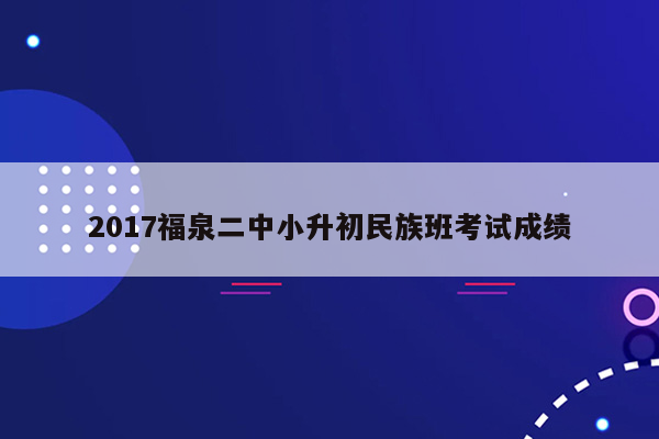 2017福泉二中小升初民族班考试成绩