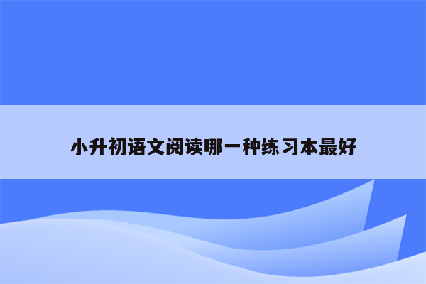 小升初语文阅读哪一种练习本最好