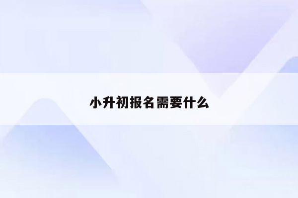 小升初报名需要什么