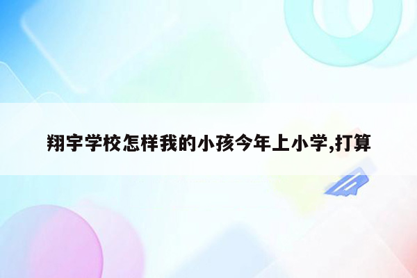 翔宇学校怎样我的小孩今年上小学,打算