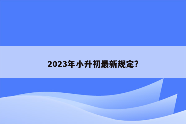 2023年小升初最新规定?