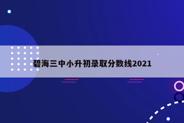 碧海三中小升初录取分数线2021