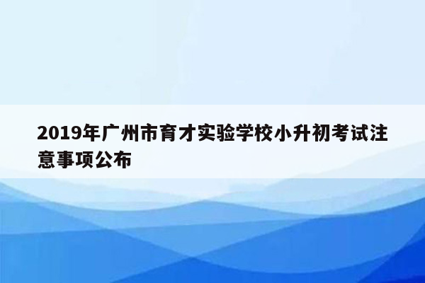 2019年广州市育才实验学校小升初考试注意事项公布