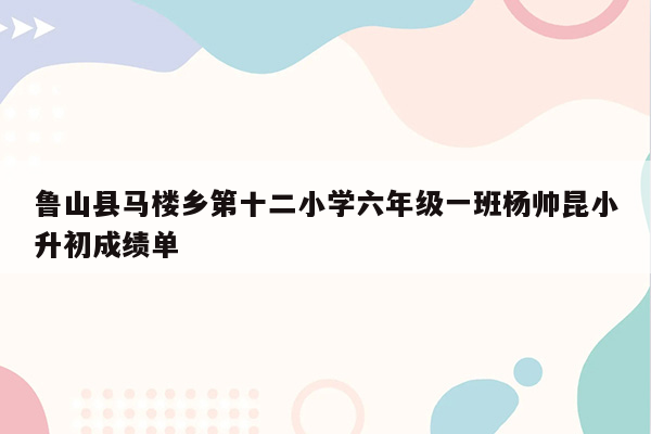 鲁山县马楼乡第十二小学六年级一班杨帅昆小升初成绩单