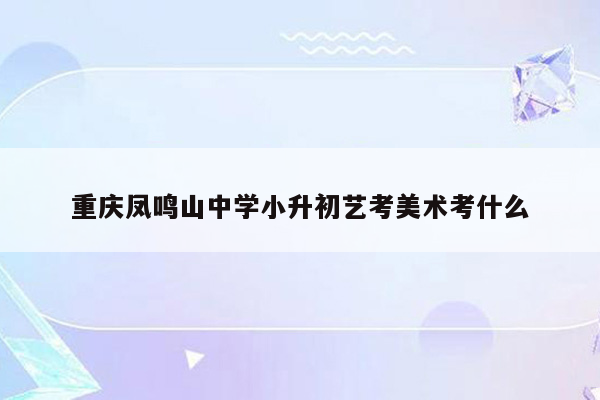 重庆凤鸣山中学小升初艺考美术考什么