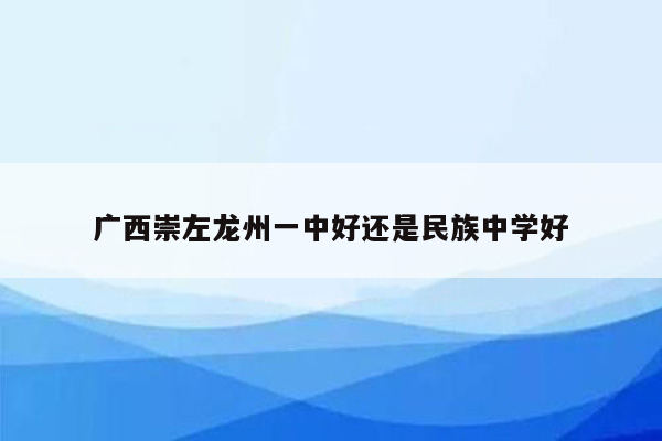 广西崇左龙州一中好还是民族中学好