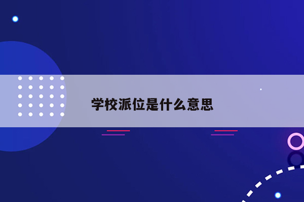 学校派位是什么意思