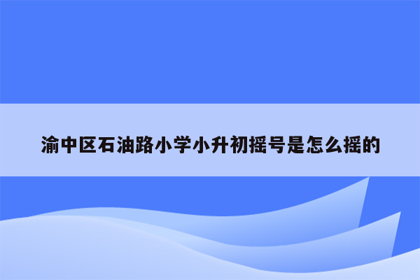 渝中区石油路小学小升初摇号是怎么摇的